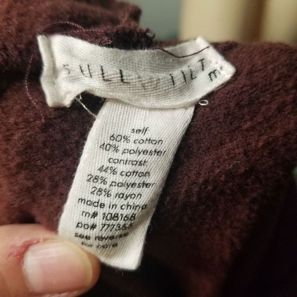 Cotton poly blend block color tie pullover hoodie sweatshirt color way brown gra - Picture 4 of 6